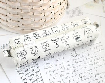 Funny Cats Pencil Case Boxy Pouch Back to School Zipper Pouch Black and White