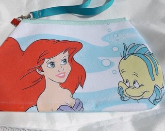 Little Mermaid Wristlet / Pouch -- Handmade Vintage Ariel...Disney