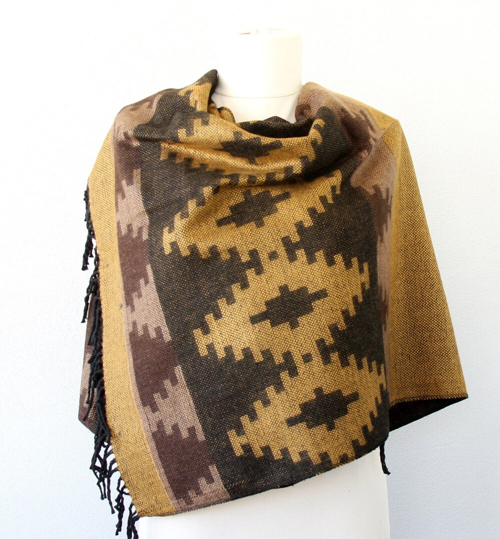 Mustard blanket scarf native american clothing tribal scarf