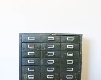 Cole Steel 18 drawer mechanic's vintage industrial cabinet drawer