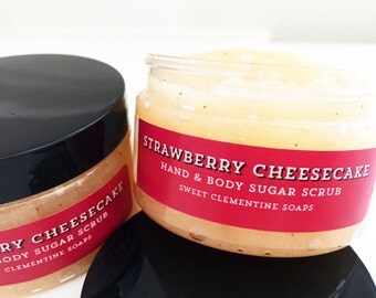 Sugar Scrub, Body Polish, Hand Scrub, Strawberry Cheesecake Sugar Scrub, Exfoliate, Skin Scrub, Body Scrub, Foot Scrub, Hand Scrub