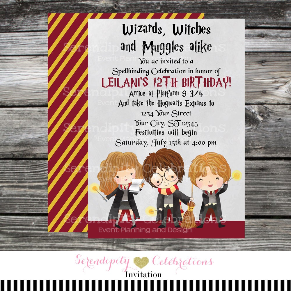 Printed Birthday Invitation Harry Potter Harry Potter