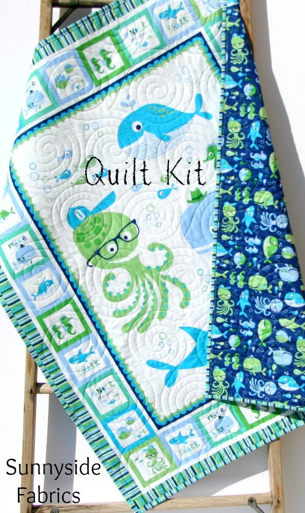 LAST TWO Nautical Quilt Kit Whale of a Time Panel Quick Easy