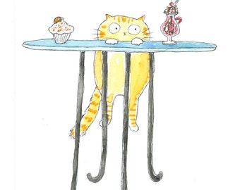 Cat with Treats Greeting Card