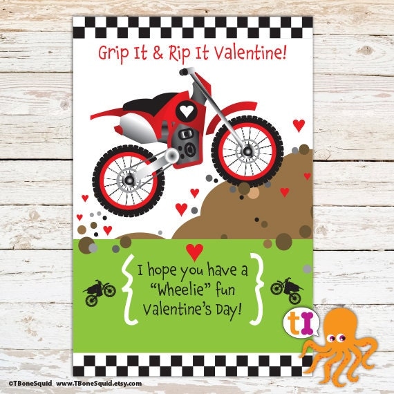Dirt Bike Valentine for Kids by TBoneSquid on Etsy