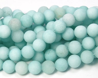 10mm Amazonite Round Beads in Matte Ocean Blue-Green -15 inch strand