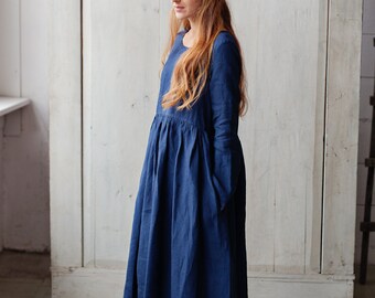Plus Size Dress, Plus Size Clothing, Navy Dress, Blue Midi Dress, Oversized Dress, Loose Dress, Boat Neck Dress, Art Dress