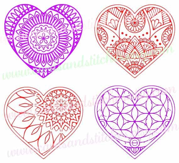 Download Hearts SVG Mandala Hearts SVG Valentine Hearts SVG