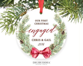 First Christmas Engaged Ornament Engagement Ornament Personalized Wedding Ornament Engagement Christmas Ornament 1st Engaged Christmas Gift
