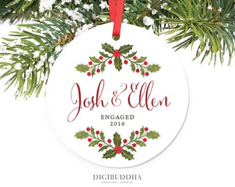 Personalized Engagement Ornament Engagement Gift Ceramic Ornament Dated Ornament Personalized Engaged Ornament Future Mr and Mrs Bridal Gift