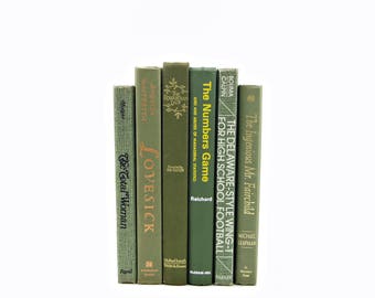 Olive Green Books, Book Stack, Decorative Books, Old Book Set, y, Book Collection, Beach Home Decor, Interior Design