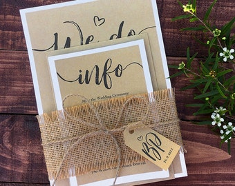 PRINTED Rustic Wedding Invitation Set With 2 Cards Kraft Paper Invites PRINTED Rustic Wedding Invitation Set With 2 Cards Kraft Paper Invites