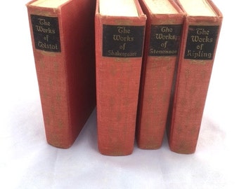 Vintage 1920s 1930s Books / Works Of Shakespeare, Tolstoi, Kipling, & Stenenson / Instant Book Collection