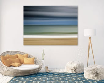 Large Metal Wall Art, Abstract Ocean Storm Artwork, Metal Print, Martha's Vineyard Photography, Beach Seascape Photograph, Blue Green Grey