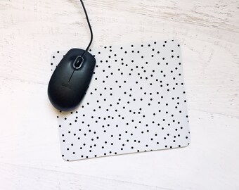 Polka Dots Mousepad in Black & White - Bold, Modern, Graphic, Simple Design For the Home or Office - Pick Your Color