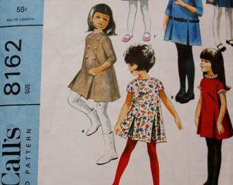 1960s Girls' Dress Pattern /Simplicity 8162/ Size 6 /Vintage Sewing Pattern