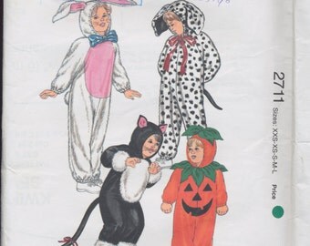 Vintage 1990s Kwik Sew Sewing Pattern: Children's costumes - Cat, Bunny, Dog, Pumpkin - 3 to 10 years