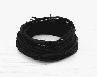 Black Silk Cord hand dyed black silk string for necklace bracelets 2mm