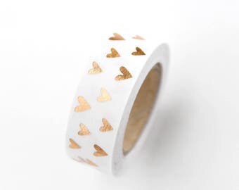 Rose Gold / Copper Foil Heart Love Washi Tape