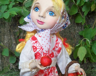 OOAK Art doll "Red apples"
