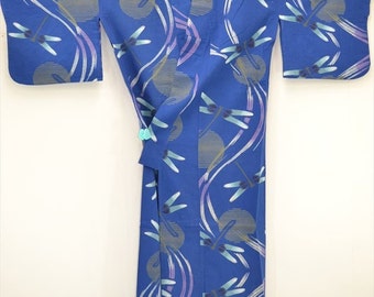 YUKATA KIMONO G97a - Flying Dragonfly Full Moon