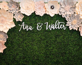 SALE! Custom Name Sign "Name & Name" for Couples, 3 pieces, SMALL, Personalized Name Signs, Wall Backdrop, Modern Calligraphy