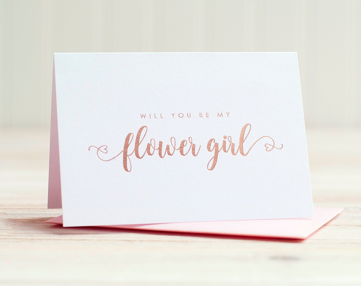 Will You Be My Flower Girl Card Rose Gold Foil ask flower girl