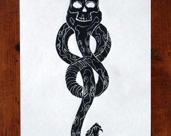 Harry Potter Death Eater Dark Mark Lino Print