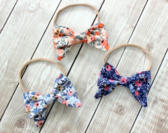 Floral Print Headbands, Baby Headband, Baby Girl Headband, Newborn Headband, Rifle Paper Co Headband, Rifle Paper Co, Cotton bow headband