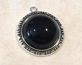 Black Onyx Pendant, Silver or Gold