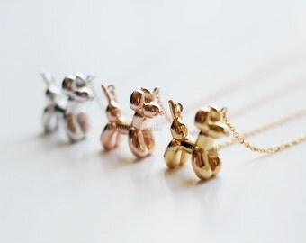 Balloon Dog Necklace, Quirky Kitsch Poodle Balloon Animal Petite Simple Jewelry, gift ideas, pet necklace, dog necklace, animal necklace