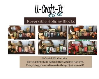 DIY Wooden Blocks -- Holiday U-Craft -It -- Wooden Blocks -- Reversible