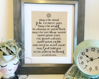 Irish Blessing | May the road rise to meet you | Linen Print | St Patrick's Day | Housewarming, Wedding Gift | Frame not included