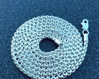 Rounded Box Chain >< 2.6mm >< 24 Inches >< 24 Inch Chain >< Sterling Silver Chain >< Beautiful Chain >< Silver Jewelry >< 24 Inch Chain