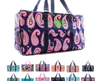 Monogrammed Large Utility Tote Bag Personalized Beach Picnic Basket Bin 23" Deluxe Oversized Baby Diaper Caddy Embroidered Monogram Name