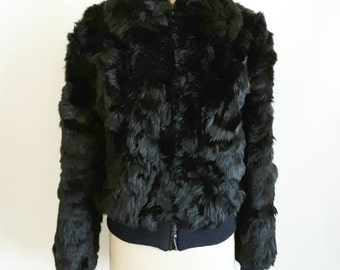 Women’s Genuine Black Rabbit Fur Jacket
