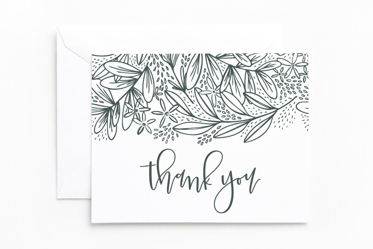 Floral Thank You Cards Set of 8 Illustrated Botanical Thank