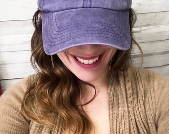 Alpha Phi Purple Twill Hat Adjustable Glide Closure Pigment Dyed