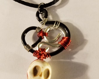 Red Jester Skull Pendant