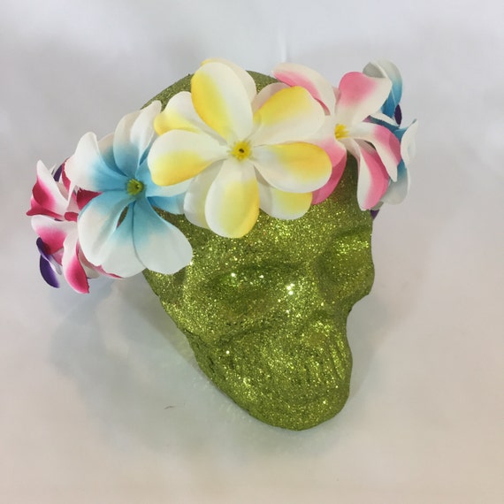 LED Flower Crown MultiColored Hawaiian Plumeria Flowers