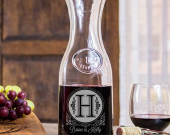 monogram wine decanter, Anniversary gifts for women, 5th anniversary gift, engraved gifts, etched wine decanter, personalized wine decanter