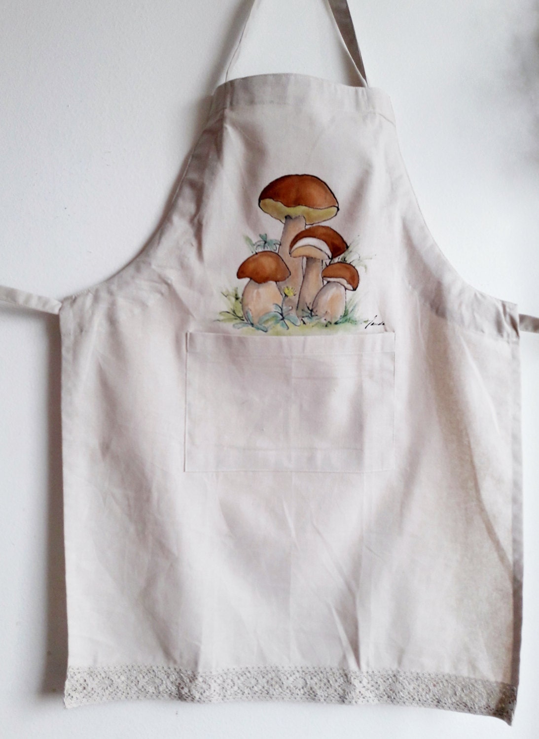 Mushroom apron Boletus apron Fungi apron Vegan apron Hand