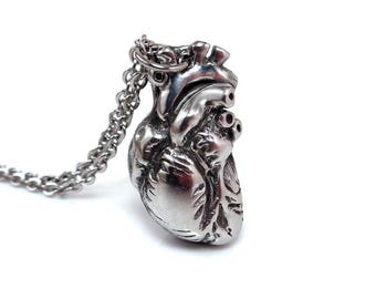 Anatomical Heart Necklace Steampunk Pendant Nurse Jewelry