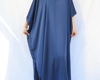 Summer Kaftan, Beach Cover Up, Long Navy Kaftan, Maxi Kimono Caftan, Resort Wear, V Neck Holiday Dress, Kaftan Robe, Plus Size Maxi Dress