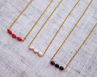 Layering Necklace Dainty Choker Necklaces Bar necklace Girlfriend gift|for|her Gold Choker Pearls necklace Coral necklace Tiny necklaces