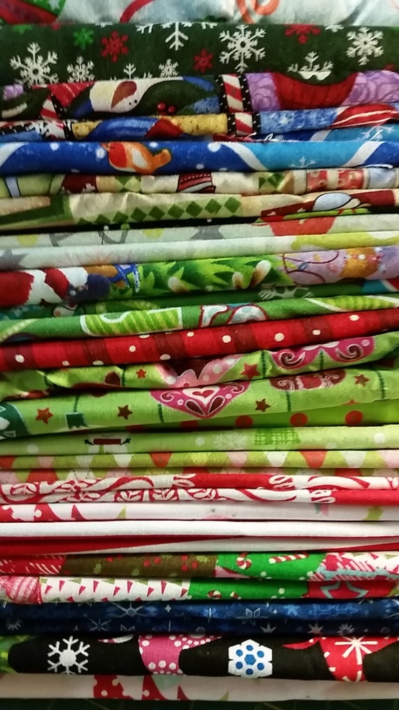 Holiday fabric scraps Christmas destash by OhSewCutiePieFabrics