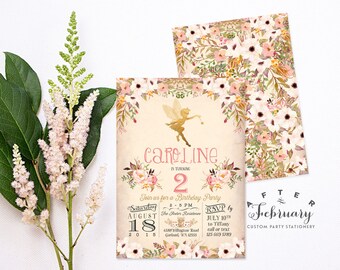 Fairy Birthday Invitation Fairy Birthday Party Watercolor Birthday Invitation Girl Birthday Party Invitation Printable OR Printed No.986KIDS