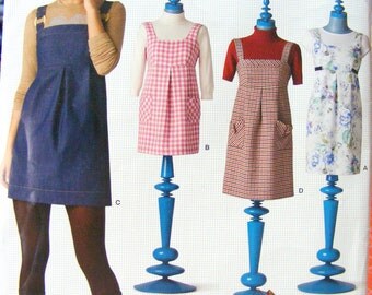 2008~Simplicity New Look Pattern 6826~New & Uncut~Empire Waist Jumper~Sundress or Tunic~Sizes 6 thru 16~Women's