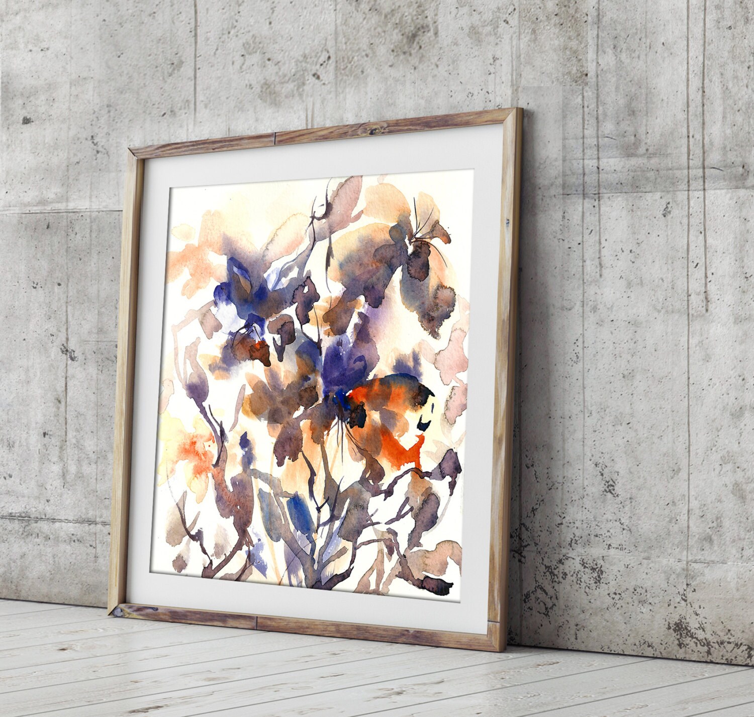 Abstract Art Print Watercolor Print Purple Orange Wall Art