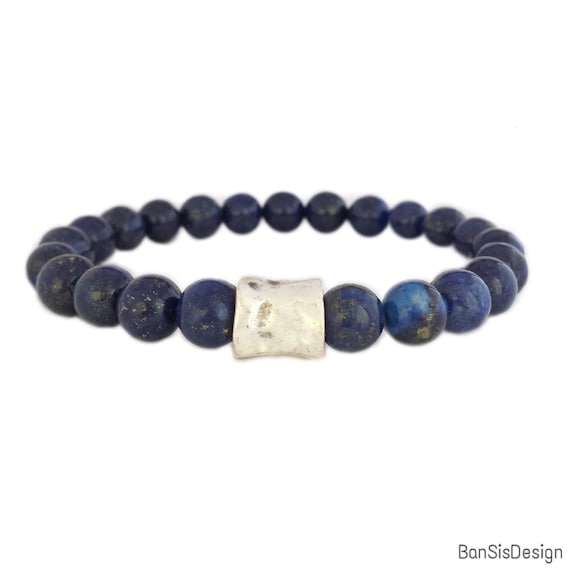 Handmade blue lapis bracelet for men // adjustable bracelet